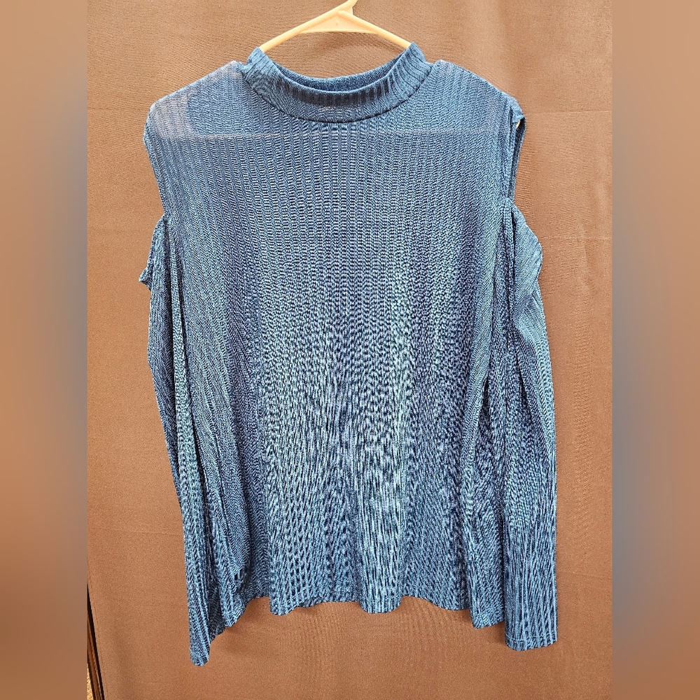 New York & Company Blue Cowl Neck Sweater
